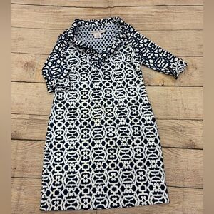 Gretchen Scott Designs Navy and White Geometric Dress